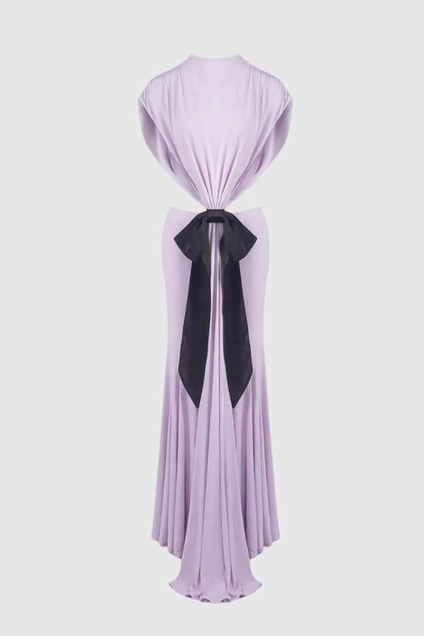Graillot Bow Cutout Backless Maxi Dress - Purple
