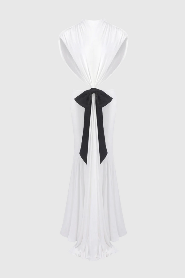 Graillot Bow Cutout Backless Maxi Dress - White