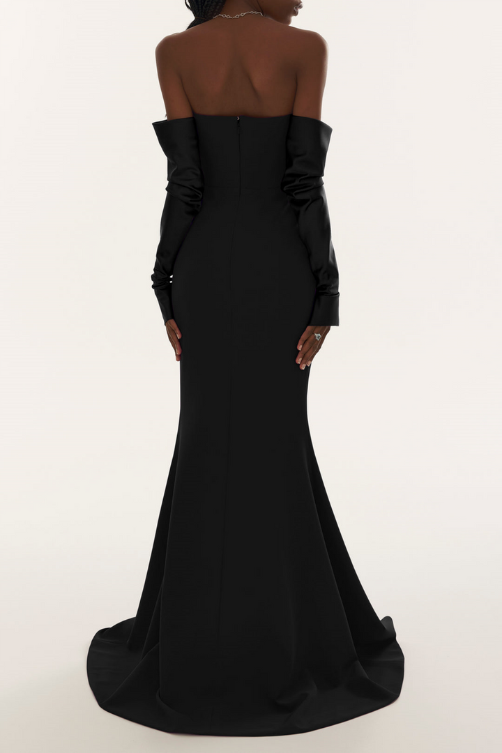 Heega Off Shoulder Corset Maxi Dress - Black - Stellouette