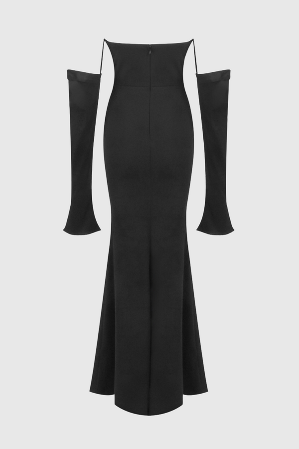 Heega Off Shoulder Corset Maxi Dress - Black - Stellouette