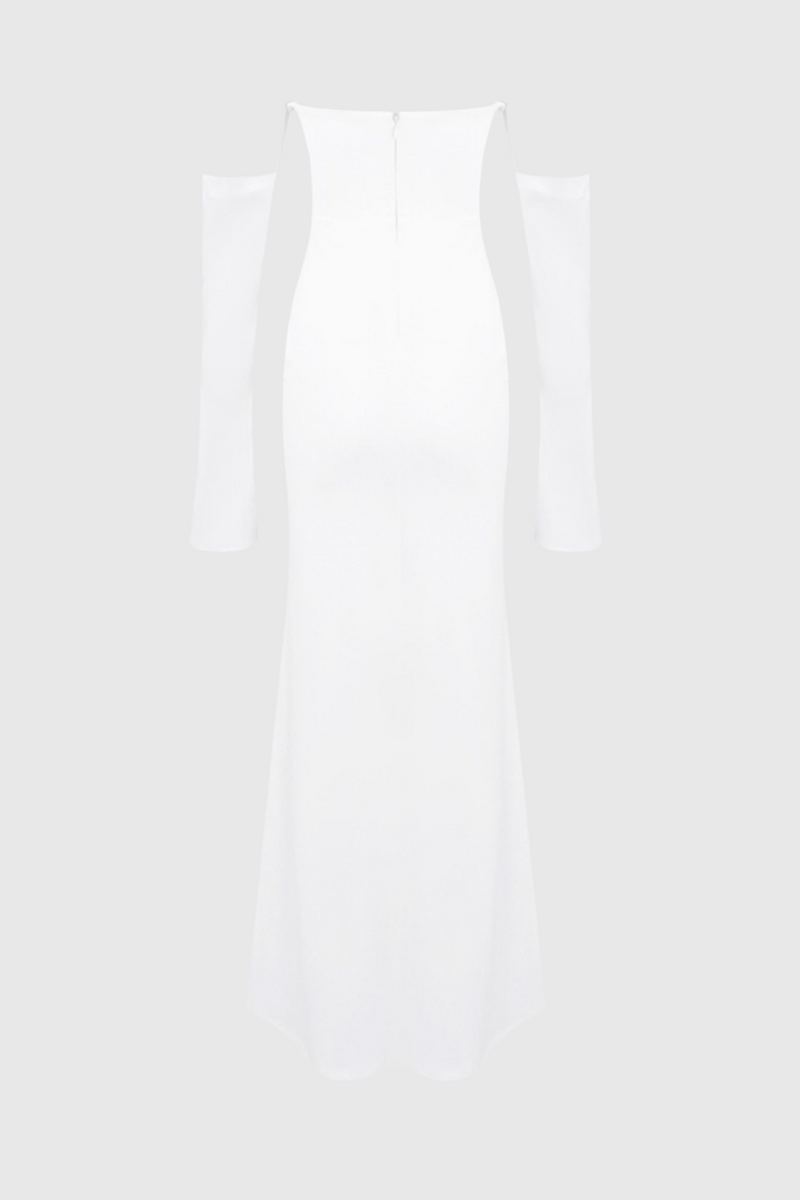 Heega Off Shoulder Corset Maxi Dress - White - Stellouette