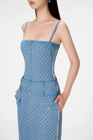 Hullar Denim String Midi Dress