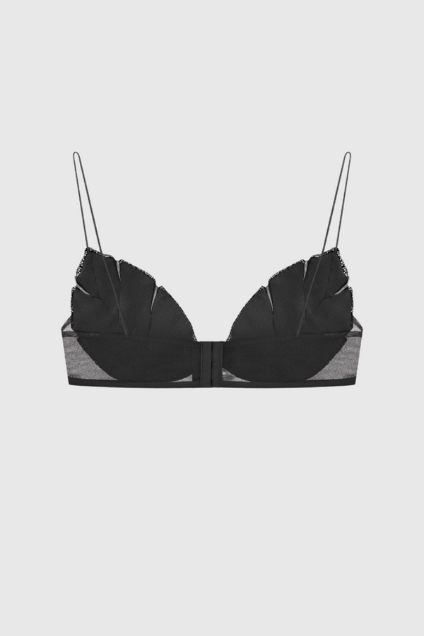 Jackia Leaf Crystal Bralette - Black