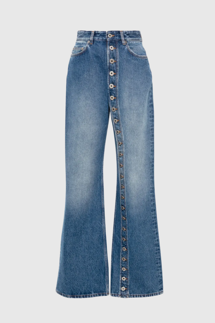 Jannice Asymmetric Button Jeans - Stellouette
