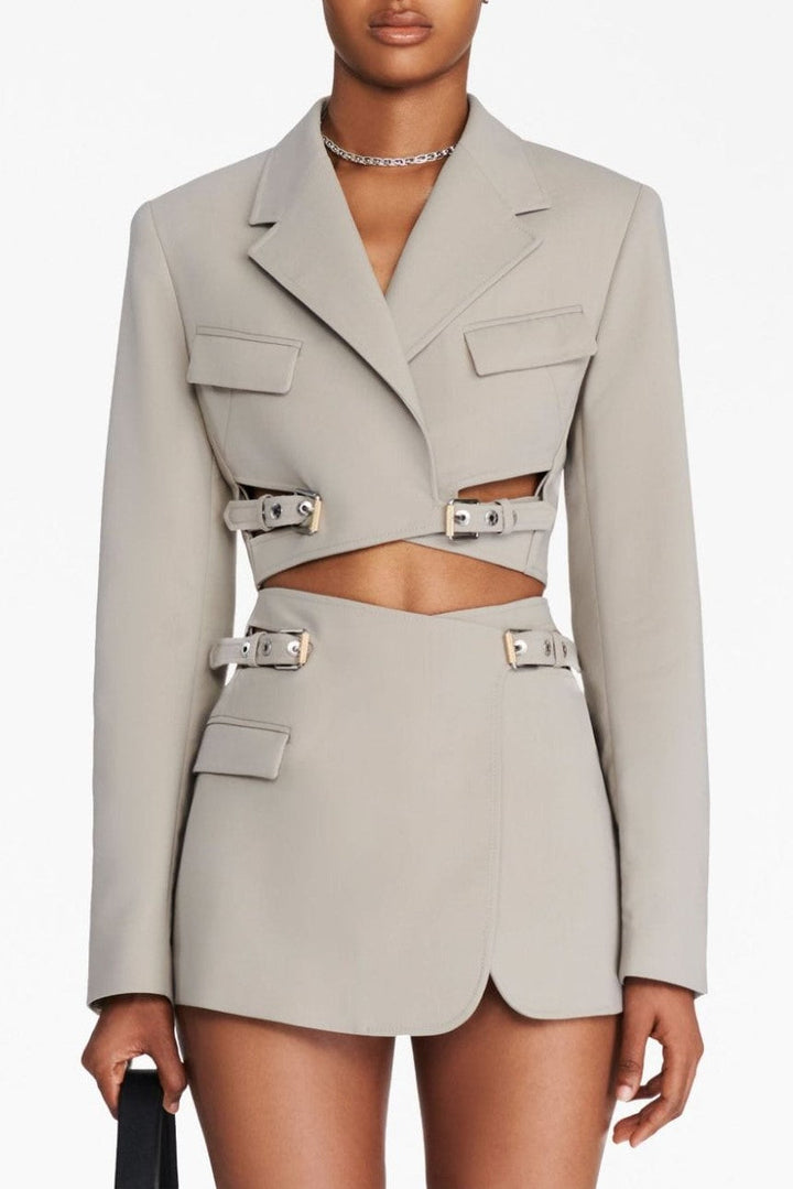 Jayla Mini Skirt Set- Grey - Stellouette