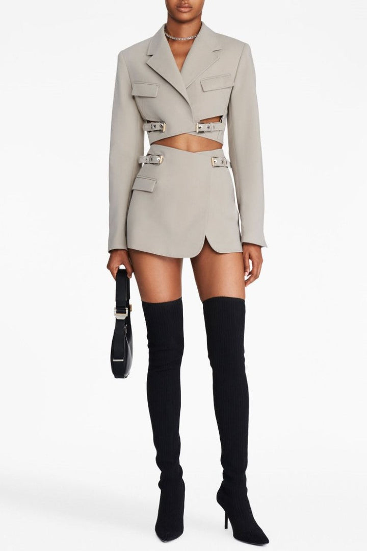 Jayla Mini Skirt Set- Grey - Stellouette