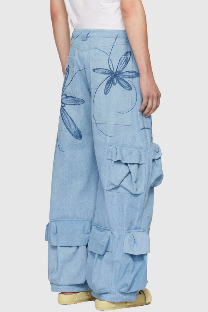 Jemma Floral Printed Cargo Jeans - Stellouette