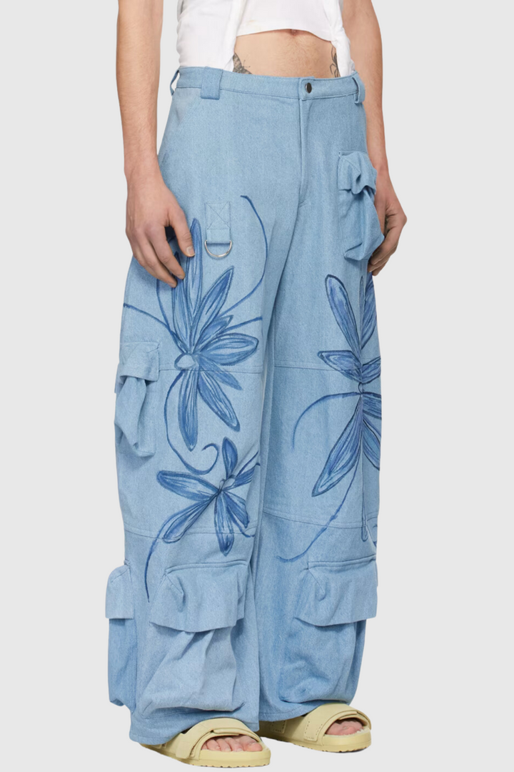 Jemma Floral Printed Cargo Jeans - Stellouette