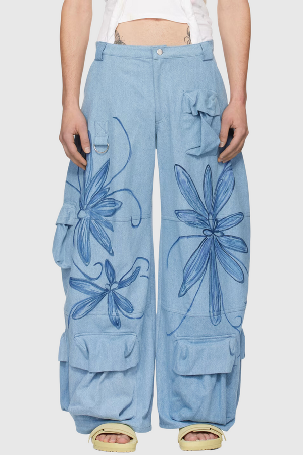 Jemma Floral Printed Cargo Jeans - Stellouette
