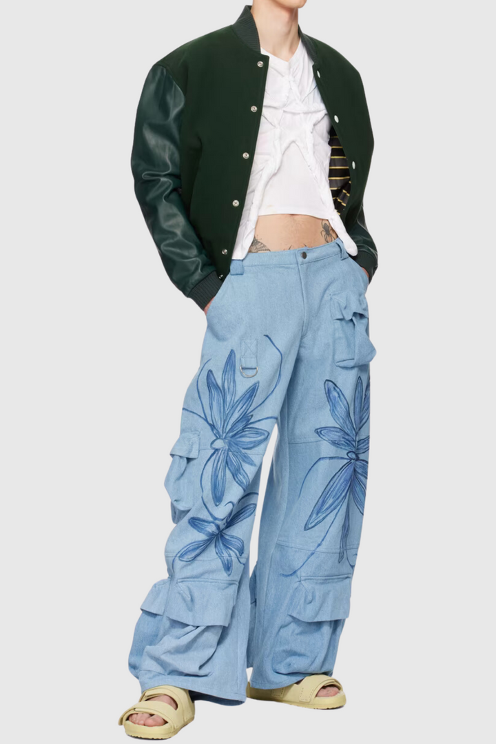 Jemma Floral Printed Cargo Jeans - Stellouette