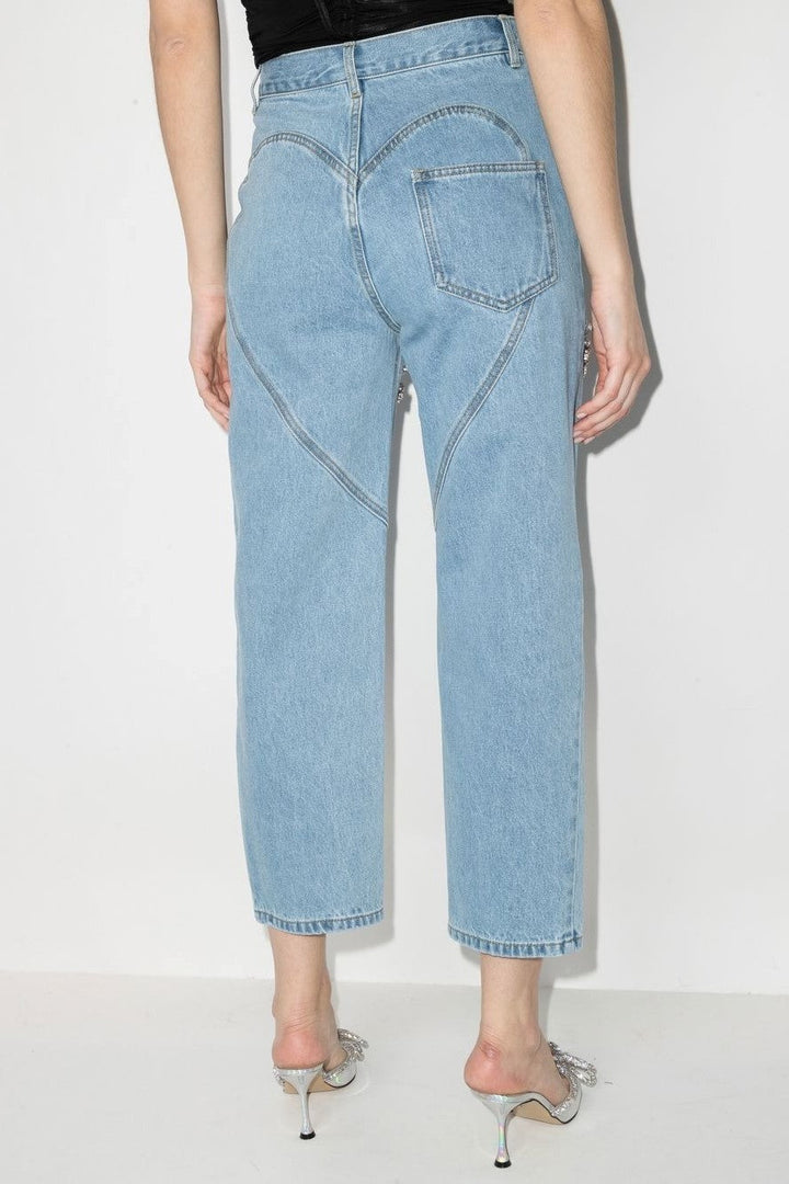 Kourta Rhinestone Embellished Cutout Jeans - Stellouette