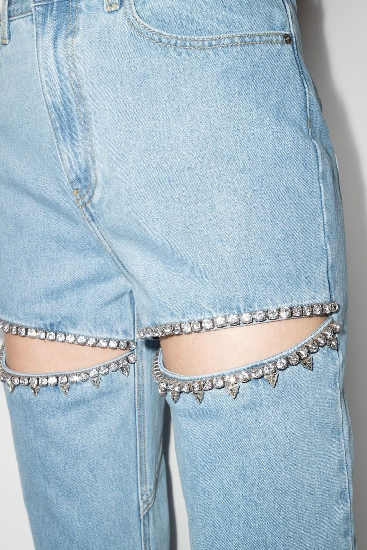 Kourta Rhinestone Embellished Cutout Jeans - Stellouette
