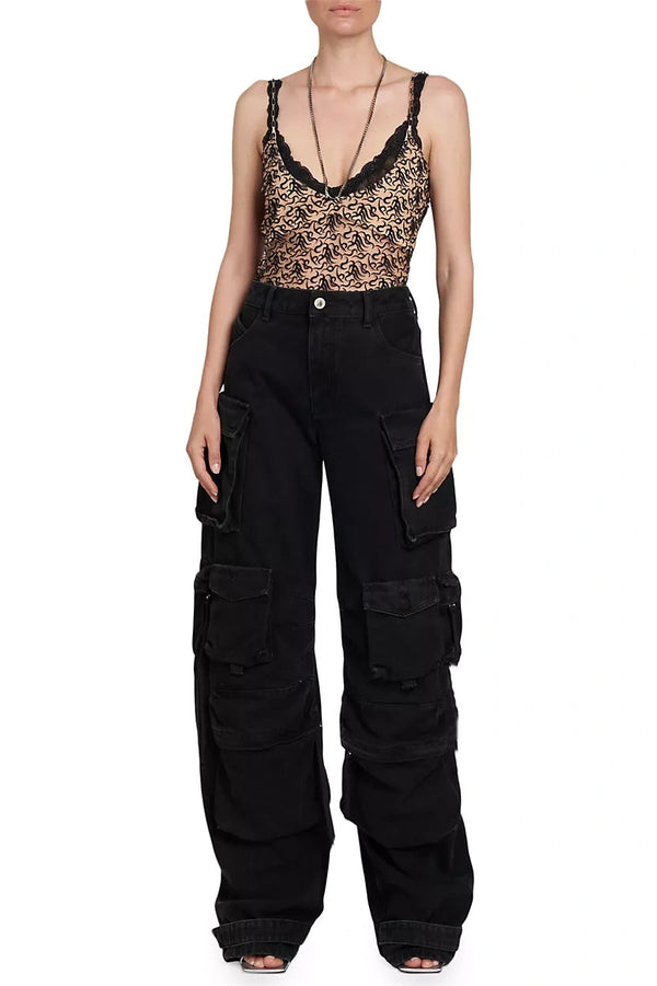 Kynlee Cargo Denim Jeans - Black - Stellouette