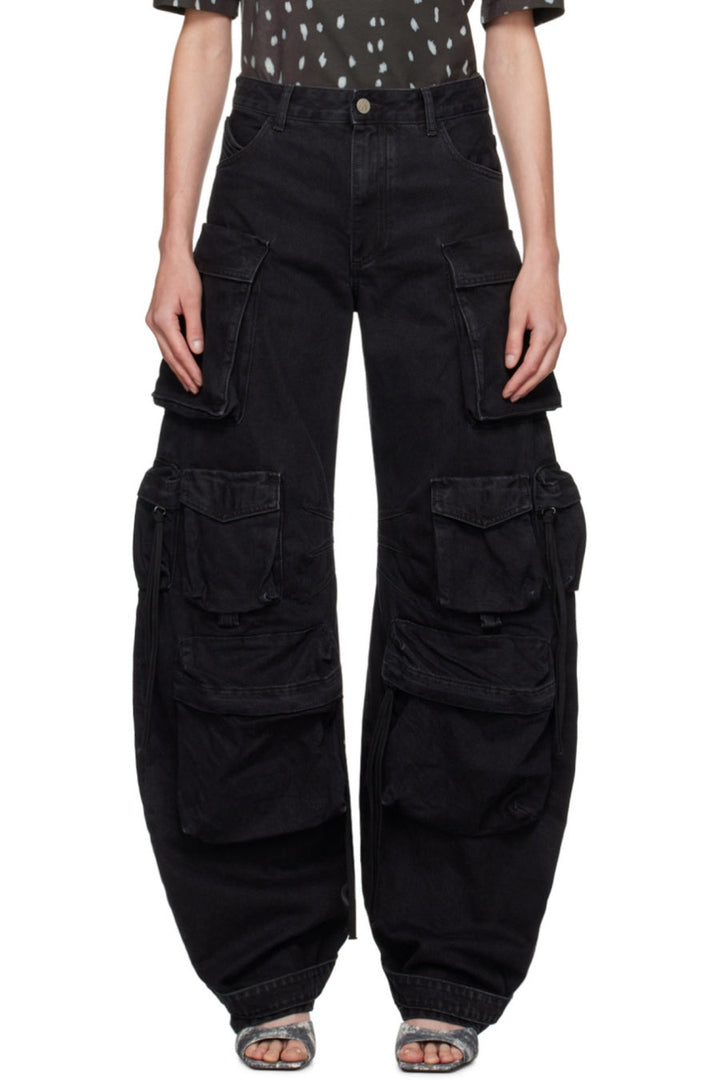 Kynlee Cargo Denim Jeans - Black - Stellouette
