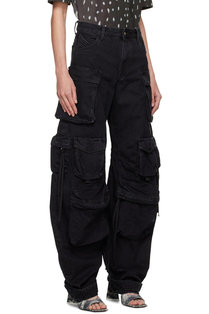 Kynlee Cargo Denim Jeans - Black - Stellouette