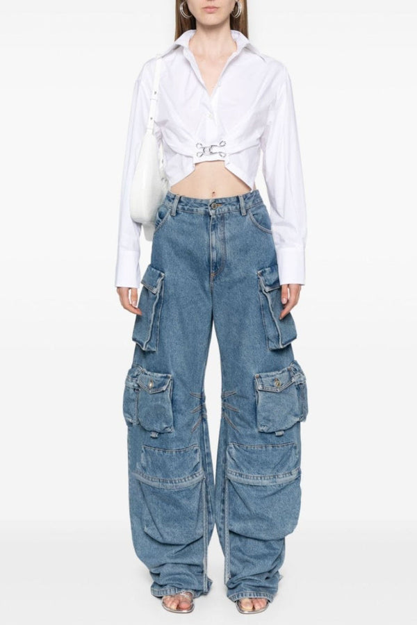 Kynlee Cargo Denim Jeans - Blue - Stellouette
