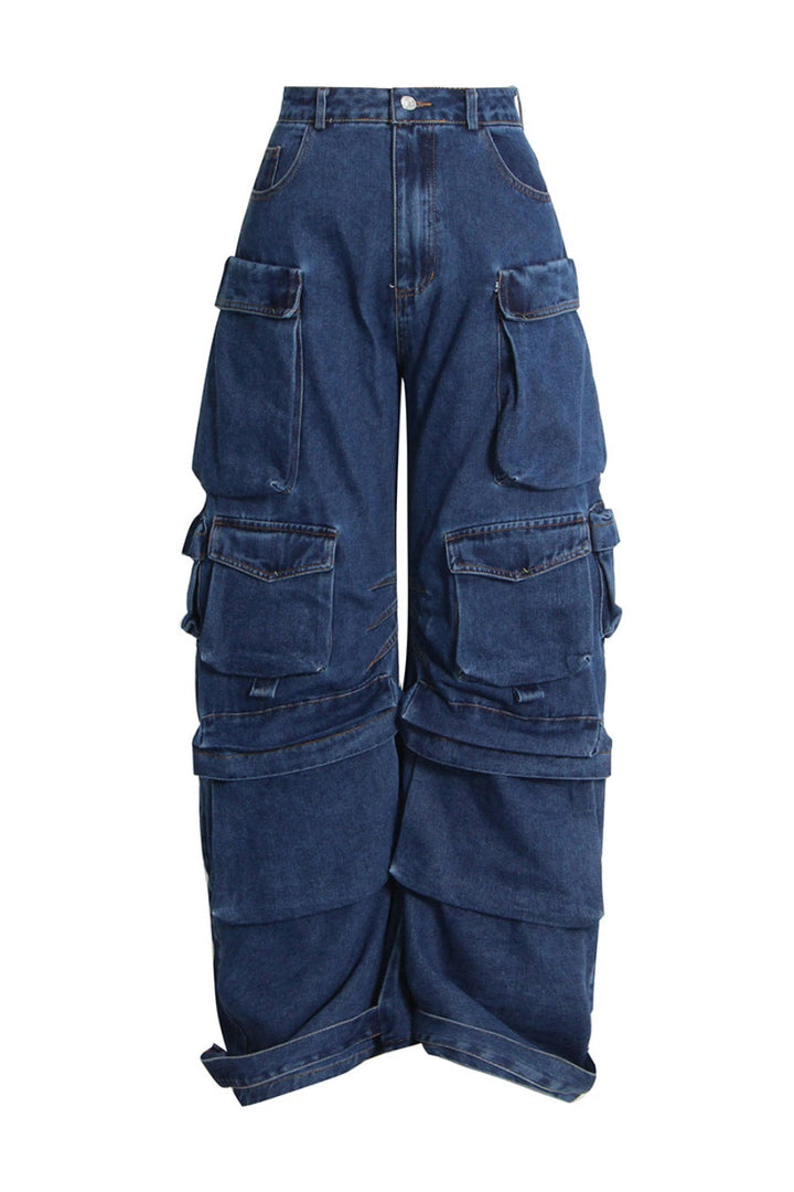 Kynlee Cargo Denim Jeans - Navy - Stellouette