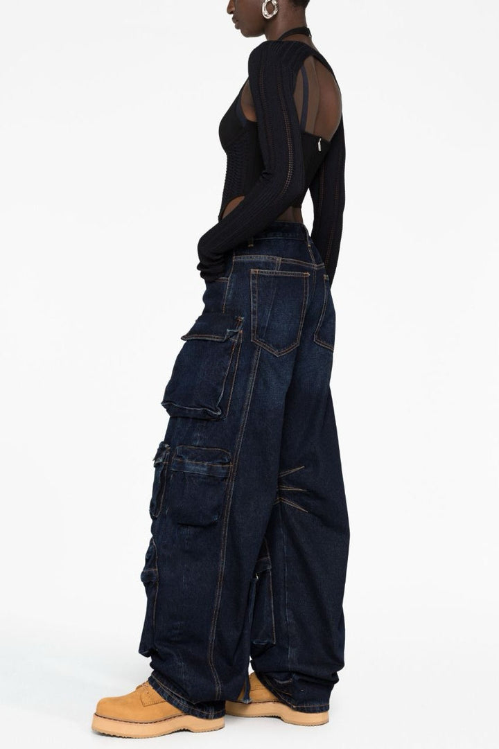 Kynlee Cargo Denim Jeans - Navy - Stellouette