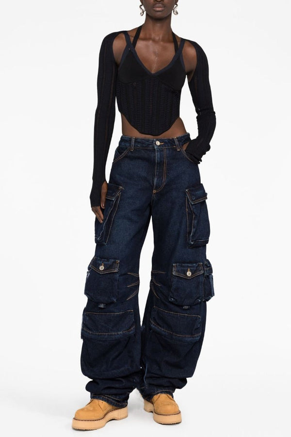 Kynlee Cargo Denim Jeans - Navy - Stellouette