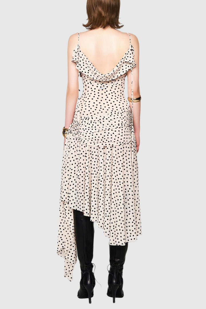 Lakena Asymmetrical Polka Dot Midi Dress Stellouette Lakena Asymmetrical Polka Dot Midi Dress Stellouette