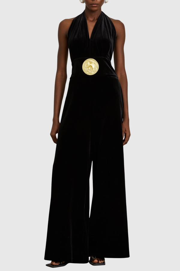 Leiba Halter Velvet Jumpsuit