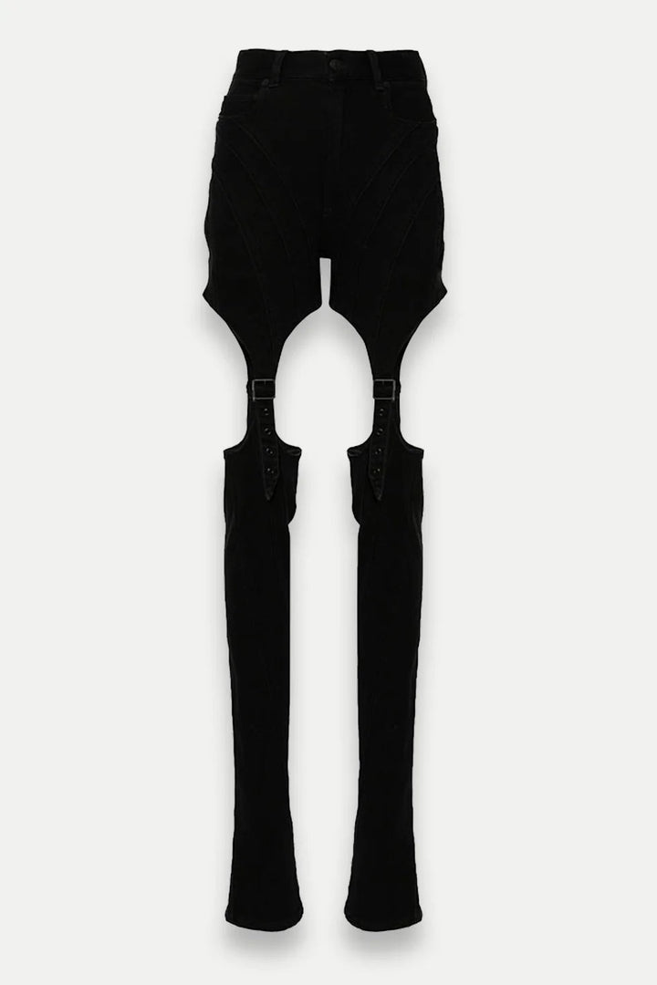 Linnea Cutout Buckled Jeans - Black - Stellouette