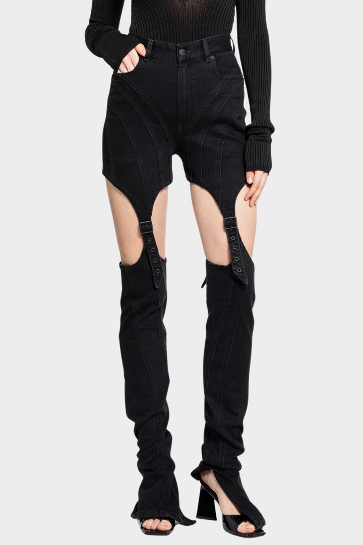 Linnea Cutout Buckled Jeans - Black - Stellouette