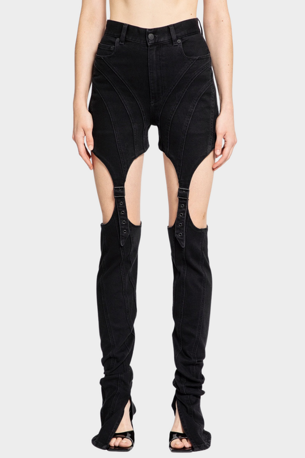 Linnea Cutout Buckled Jeans - Black - Stellouette