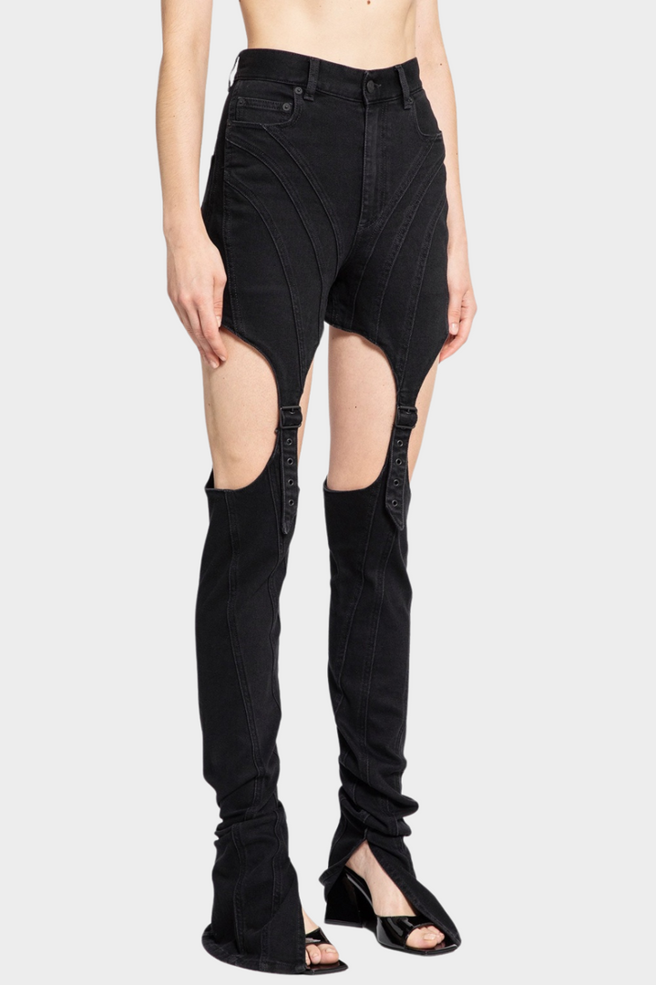 Linnea Cutout Buckled Jeans - Black - Stellouette