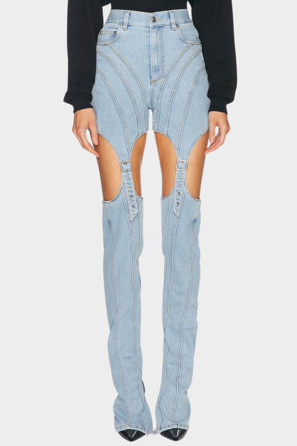 Linnea Cutout Buckled Jeans - Blue - Stellouette