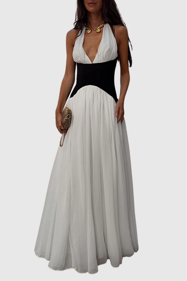 Liora Halterneck Corset Maxi Dress