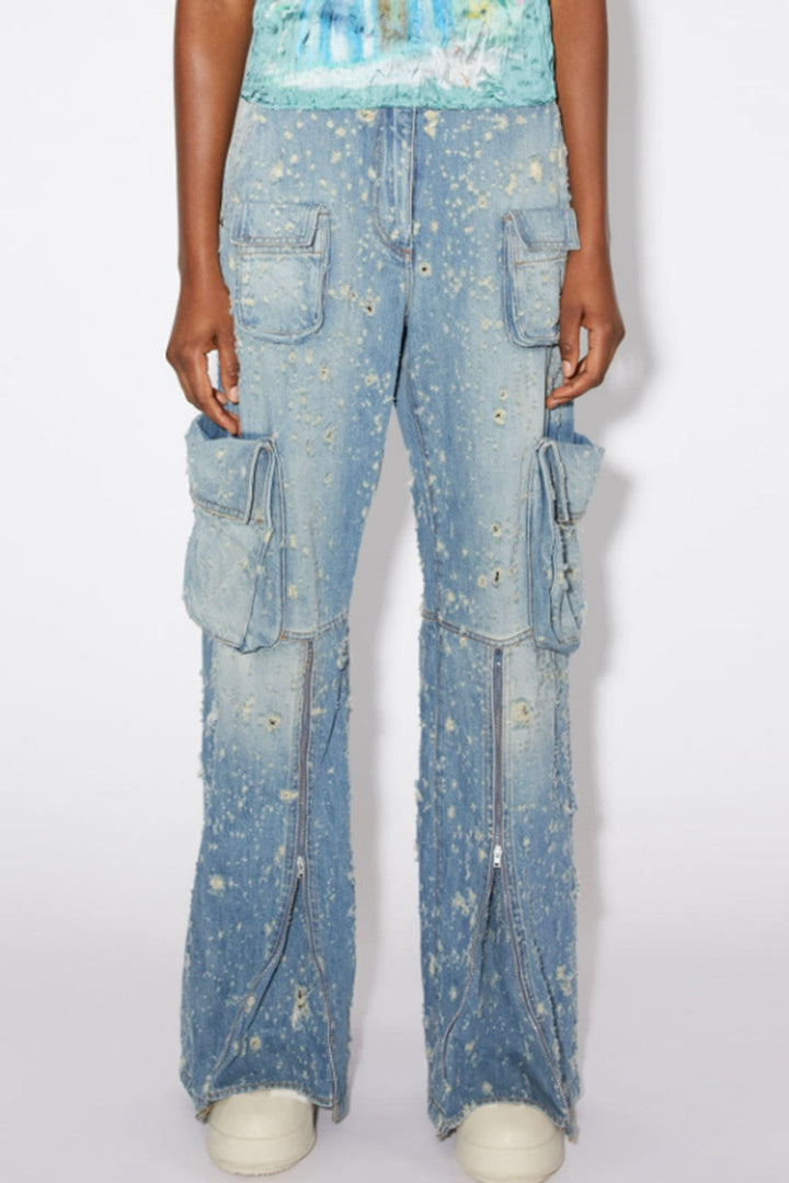 Loretta Distressed Cargo Jeans - Stellouette