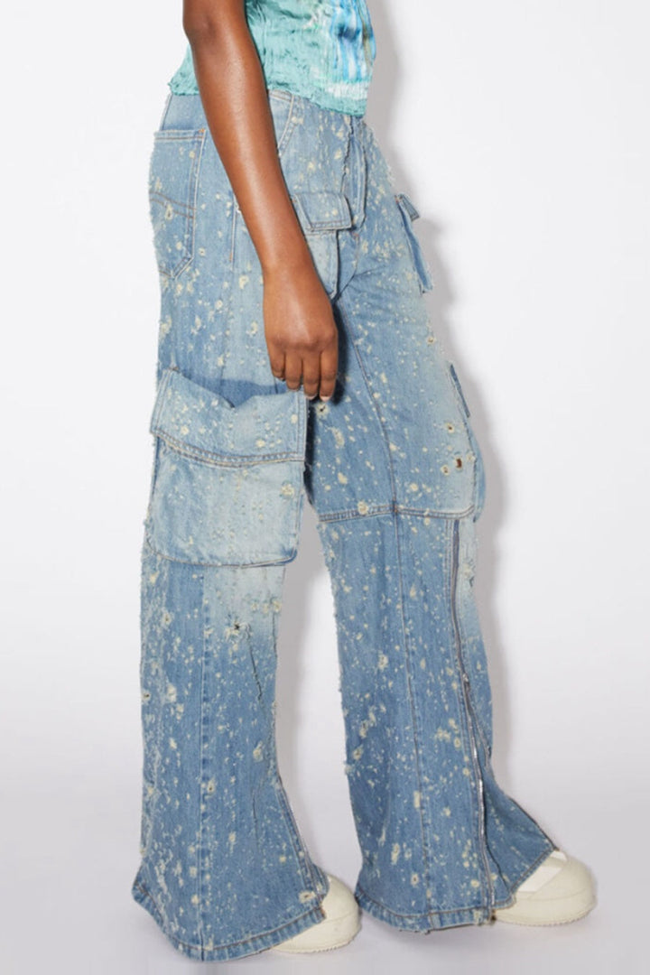 Loretta Distressed Cargo Jeans - Stellouette