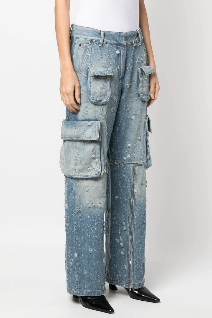 Loretta Distressed Cargo Jeans - Stellouette