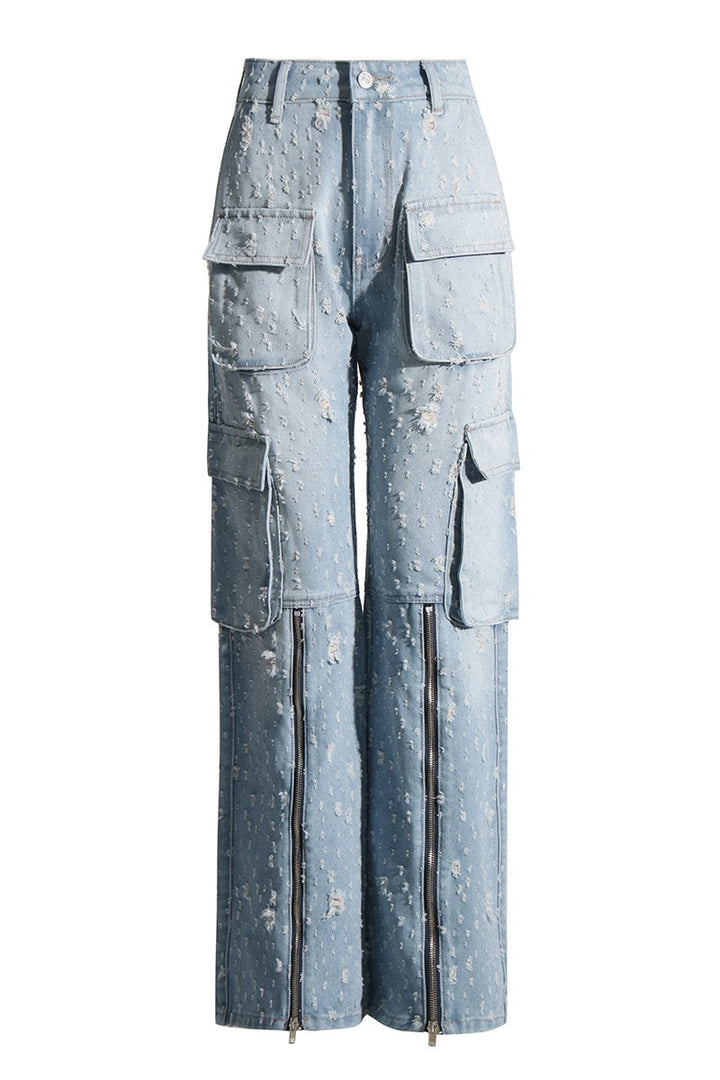 Loretta Distressed Cargo Jeans - Stellouette