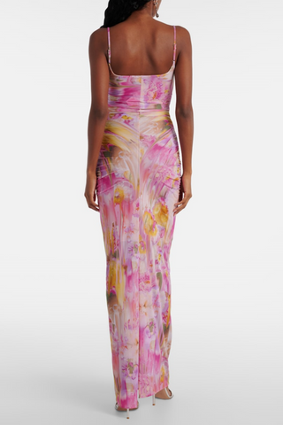 Ludema Floral Appliqué Print Maxi Dress