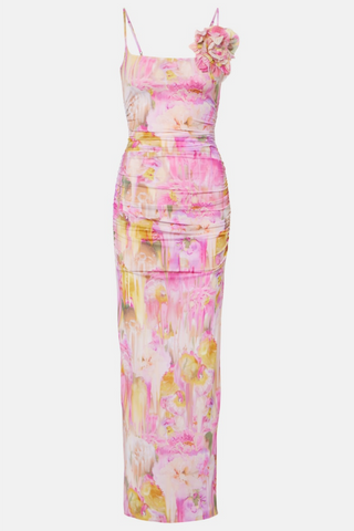 Ludema Floral Appliqué Print Maxi Dress