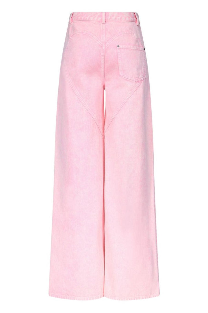 Maeia Rhinestone Cutout Jeans - Pink - Stellouette
