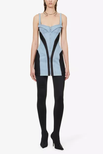 Morgan Panelled Denim Mini Dress - Stellouette