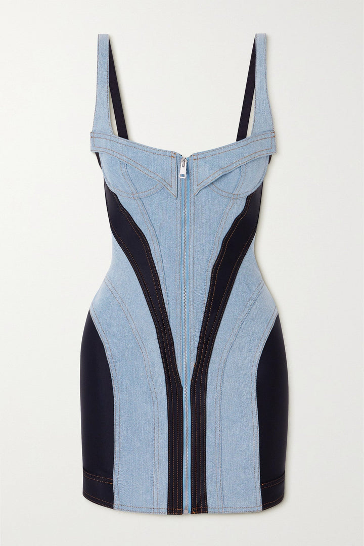 Morgan Panelled Denim Mini Dress - Stellouette