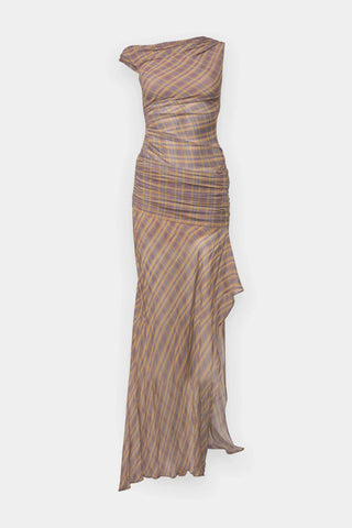 Nashira One Shoulder Asymmetric Ruched Maxi Dress