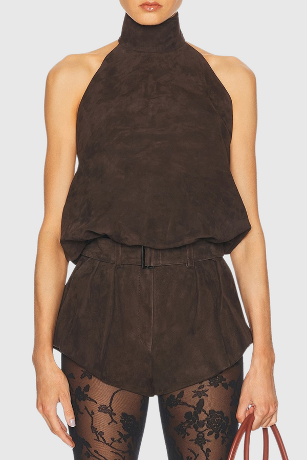 Nira Suede Halter Top