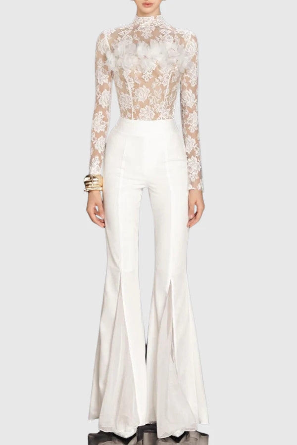 Nyra Floral Lace Top - White