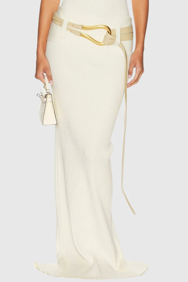 Olenna Knit Maxi Skirt - White