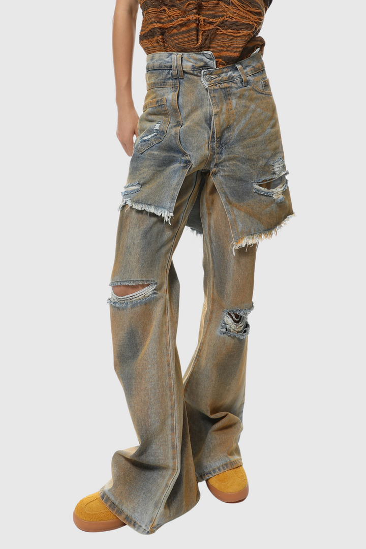 Parlene Asymmetric Distressed Jeans - Stellouette