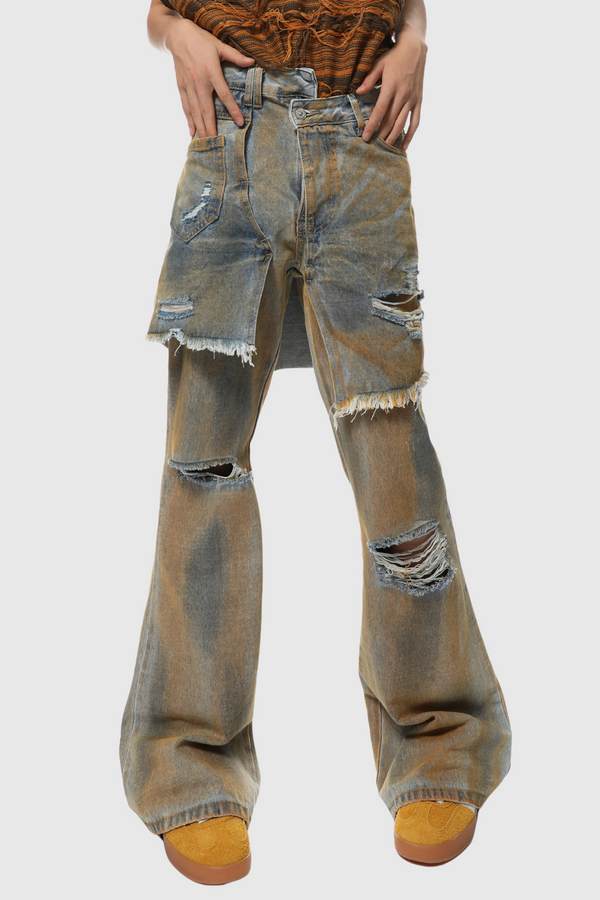 Parlene Asymmetric Distressed Jeans - Stellouette