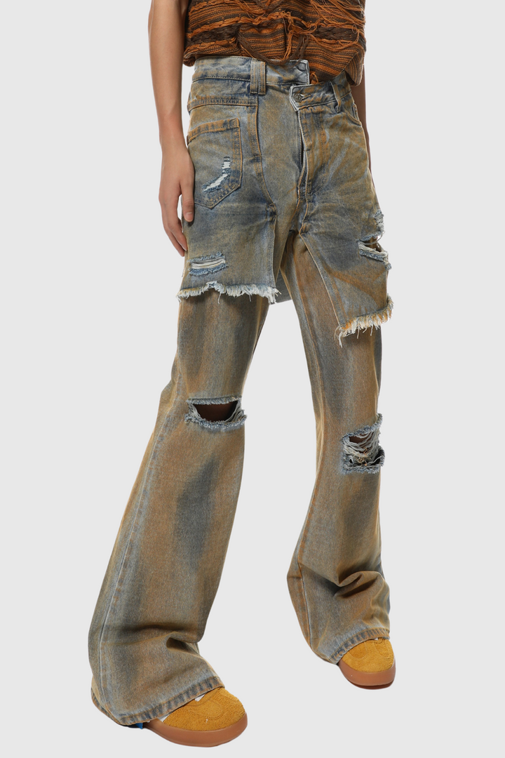 Parlene Asymmetric Distressed Jeans - Stellouette