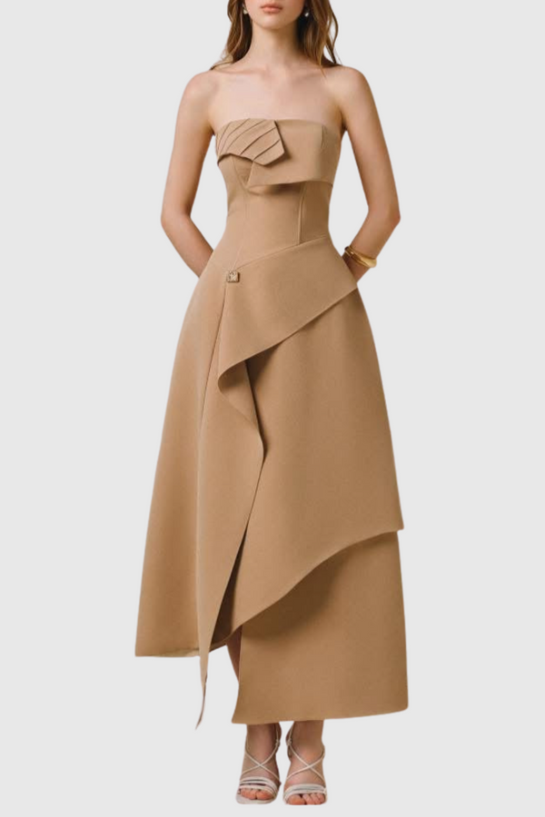 Pavlo Asymmetrical Strapless Midi Dress