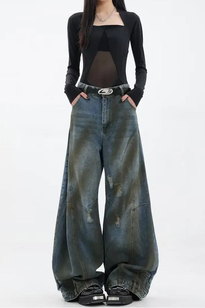 Raissa Deconstruct Torn Wide Jeans - Stellouette