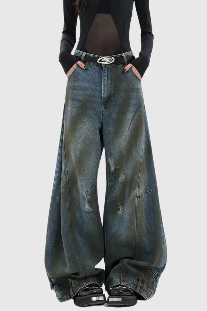 Raissa Deconstruct Torn Wide Jeans - Stellouette